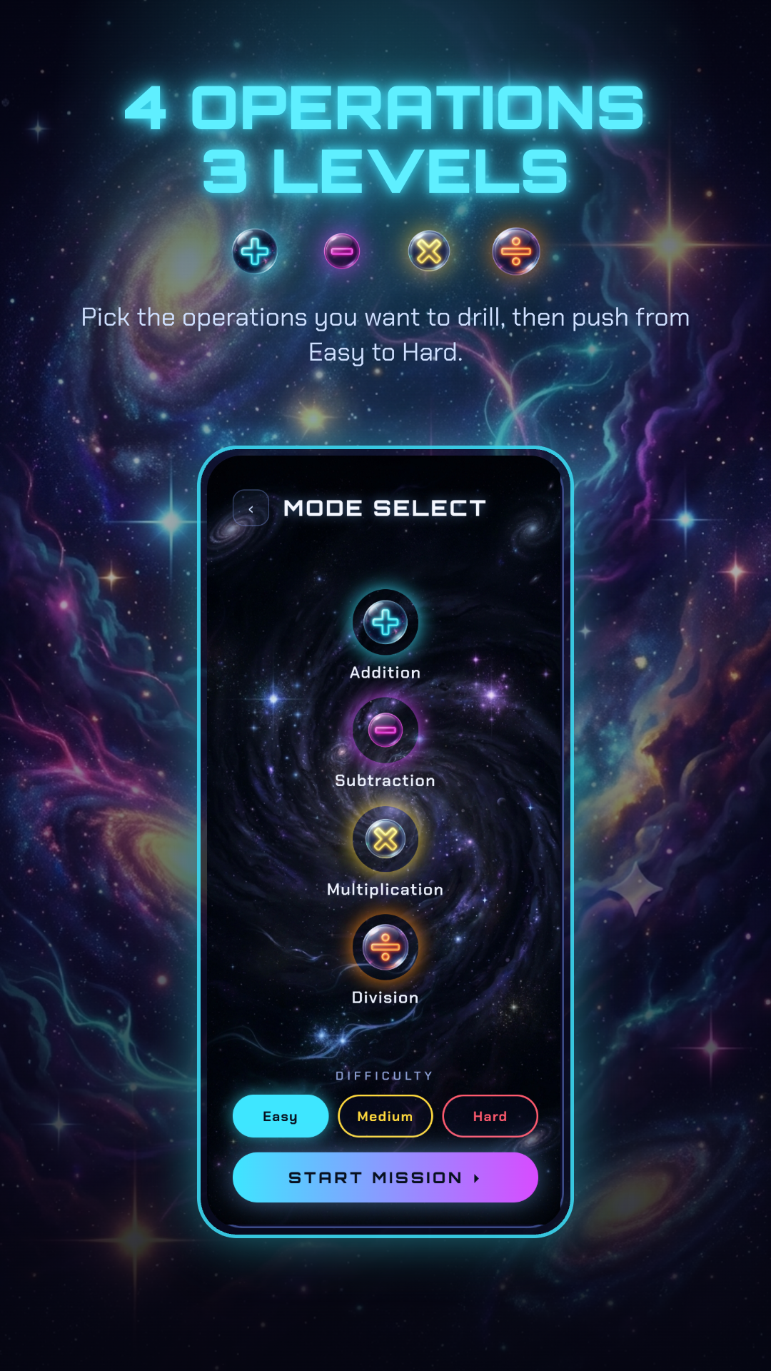 Math Dash mode select screen