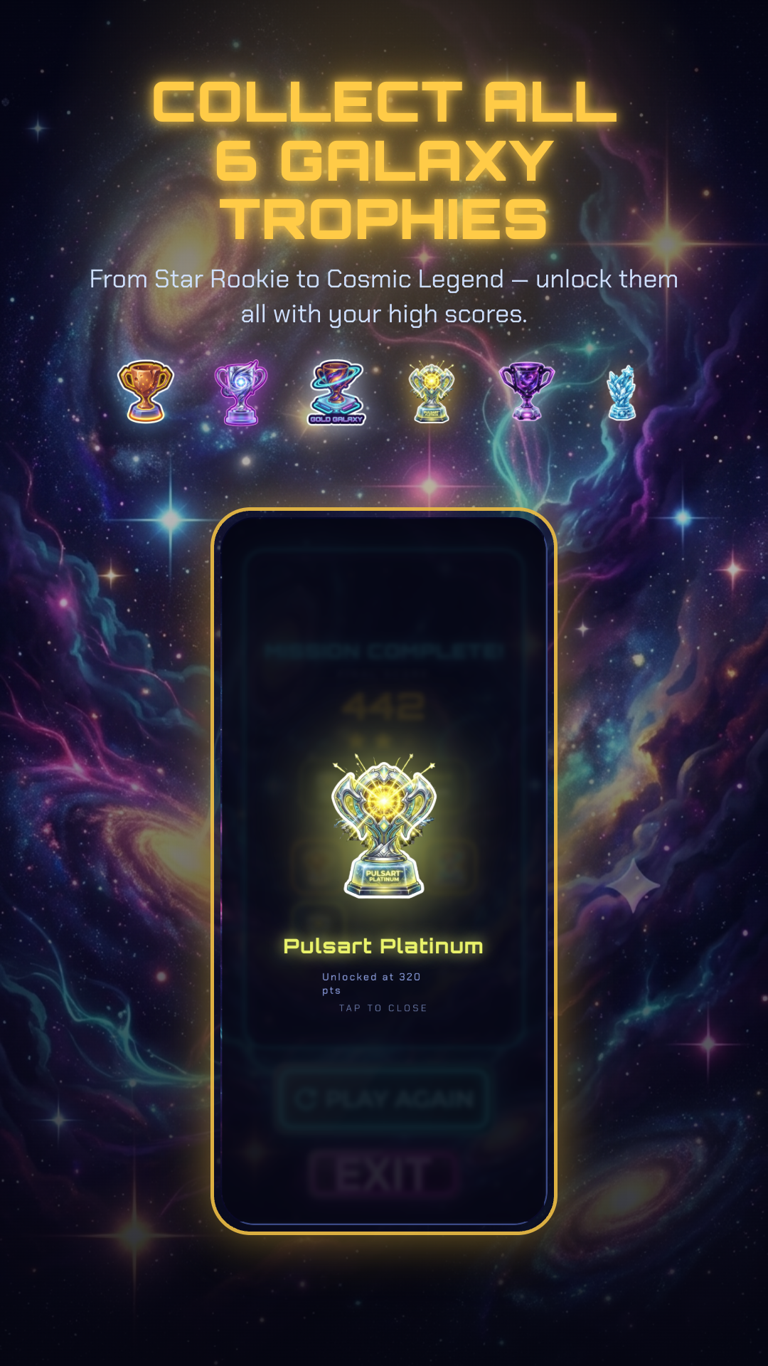 Math Dash trophy unlock screen showing the Pulsart Platinum trophy